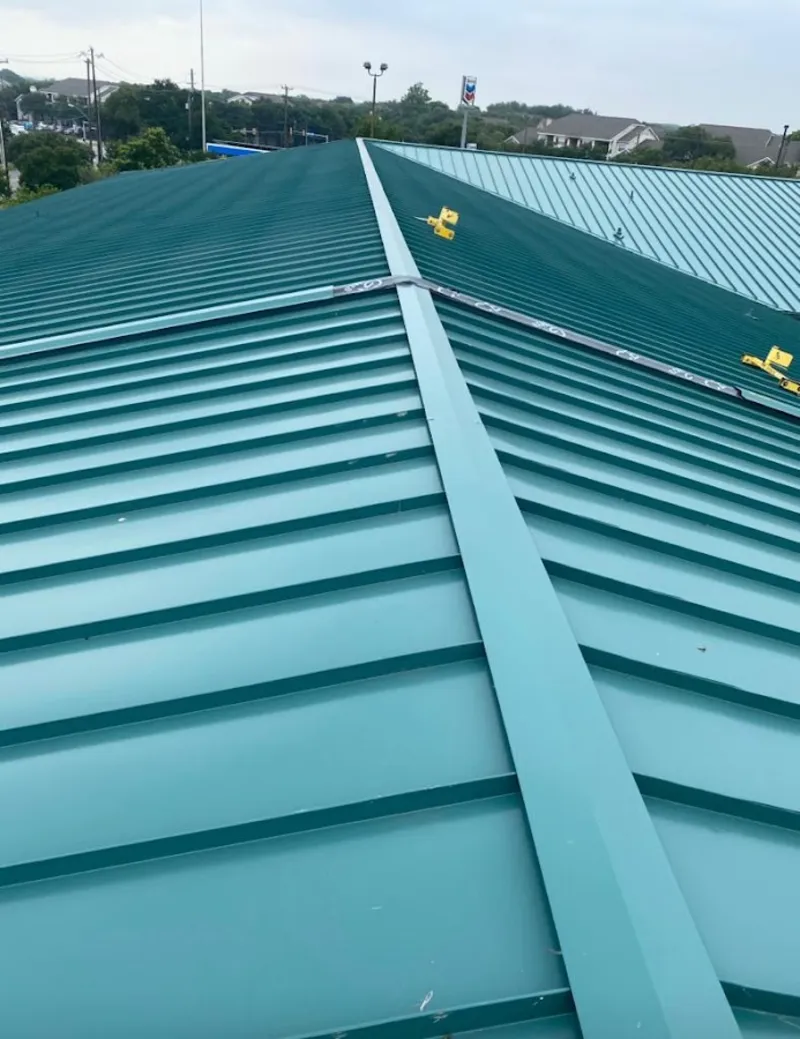Green commercial metal roof ridge and valley for Metal Roof Repair in Cartersville